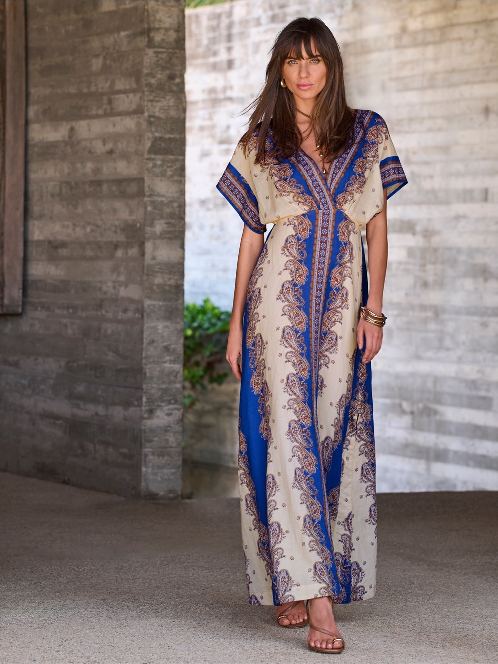 NWT Boston Proper Linen Blend Boho Maxi Dress Size XS